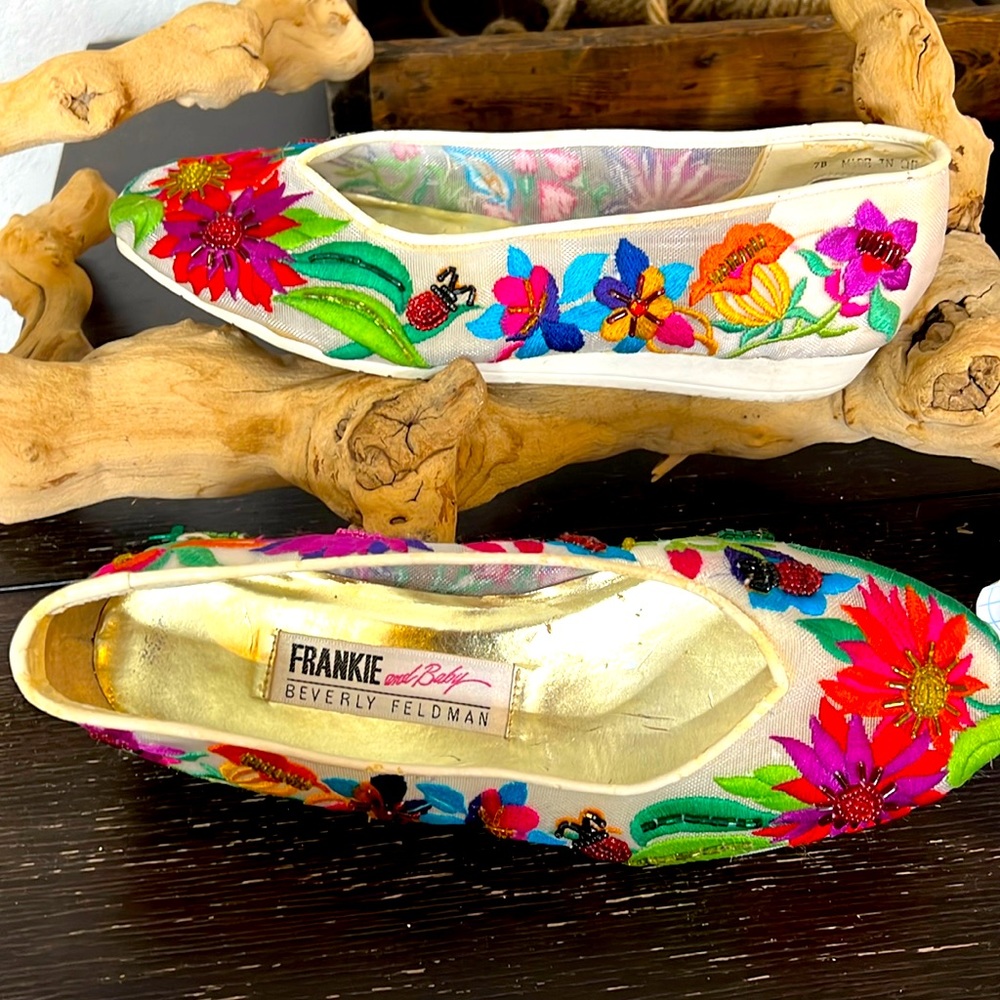 Beverly Feldman, Frankie, and baby embroidered and beaded flats